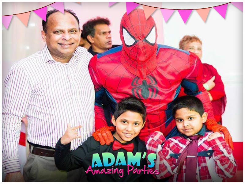 Spiderman in a family phot